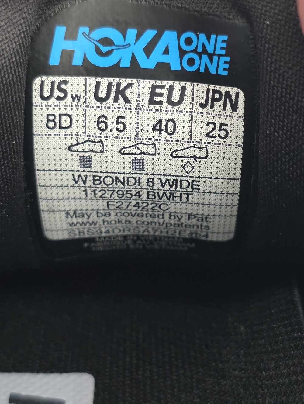 Hoka Womens Bondi 8 Black White Running Sneakers Shoes 1127954 Size 8D NEW - Picture 11 of 11